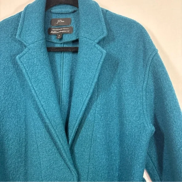 J. Crew Teal Belted Pea Coat Boiled Wool Jacket - Picture 5 of 15